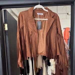 Chateau Tan faux Suede Fringe jacket